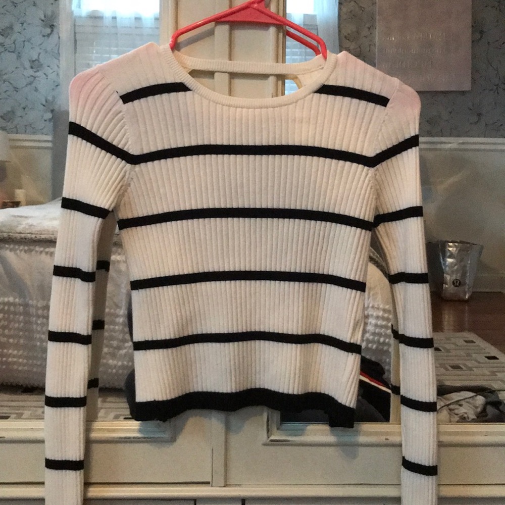 striped open back zara sweater